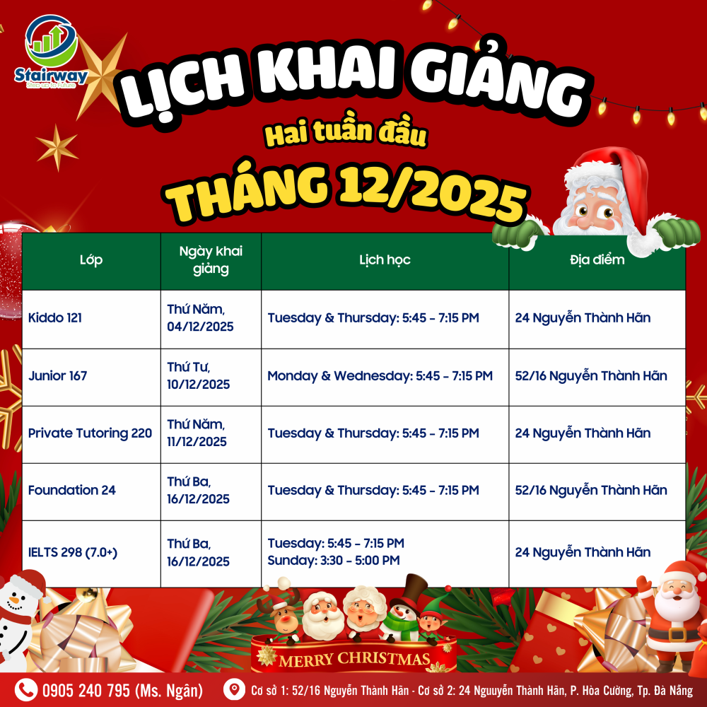 LỊCH KHAI GIẢNG THÁNG 12/2025