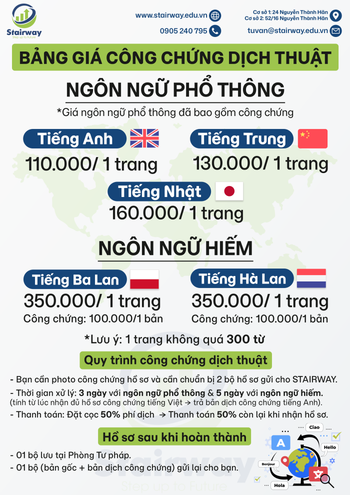 BÁO GIÁ DỊCH THUẬT CÔNG CHỨNG 2026