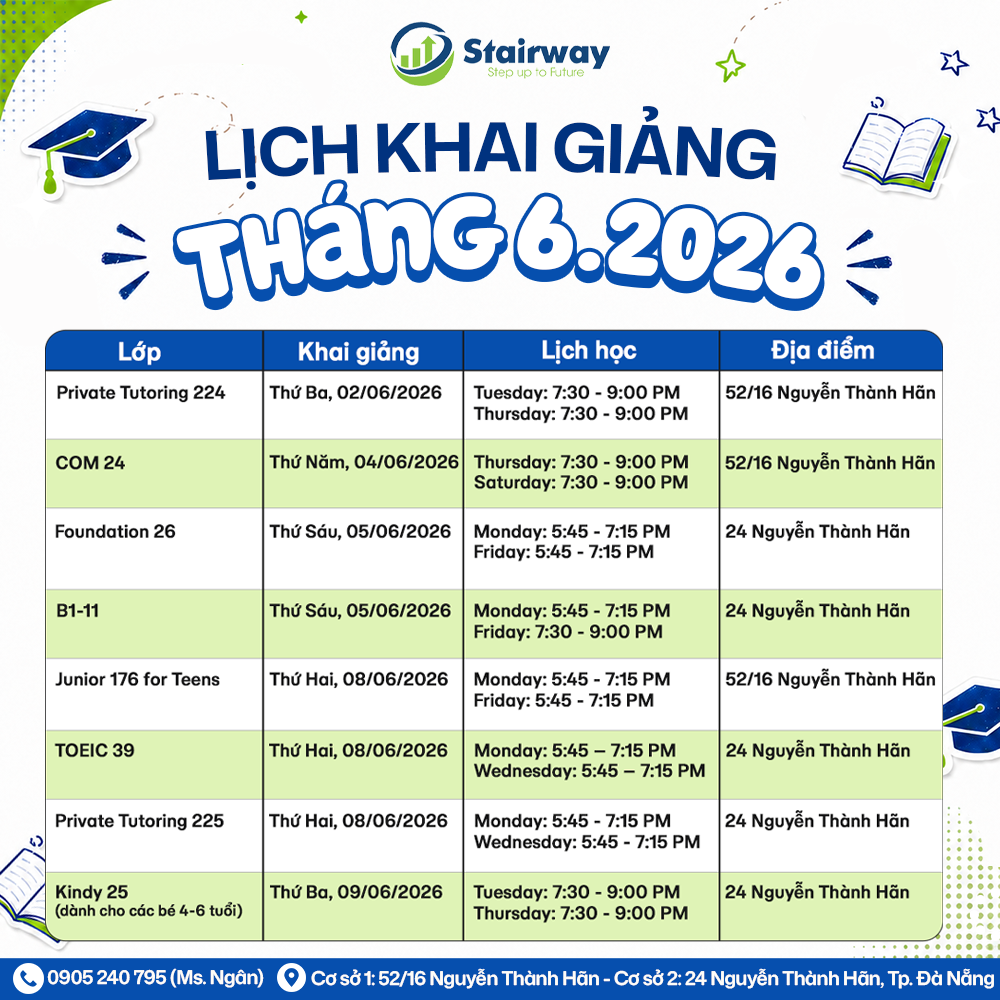 LỊCH KHAI GIẢNG THÁNG 06/2026