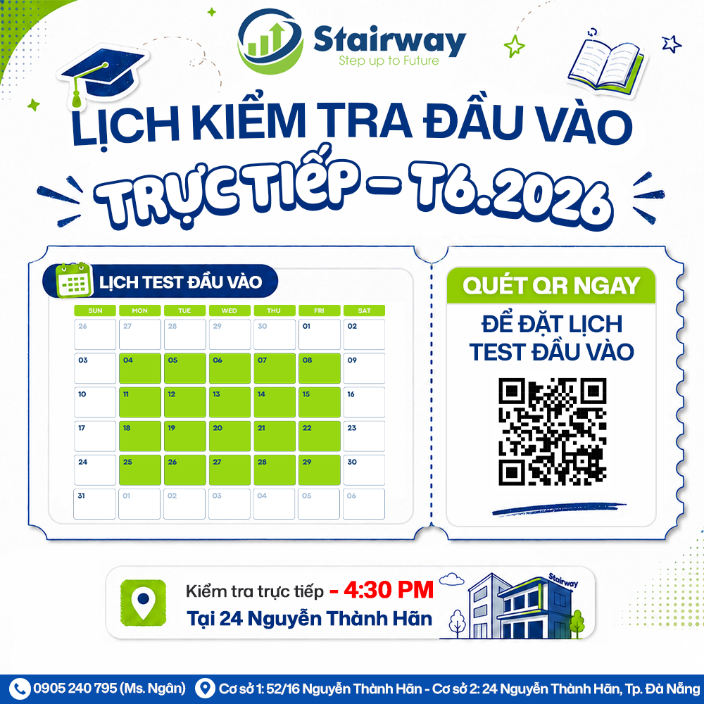 LỊCH TEST ĐẦU VÀO THÁNG 06/2026