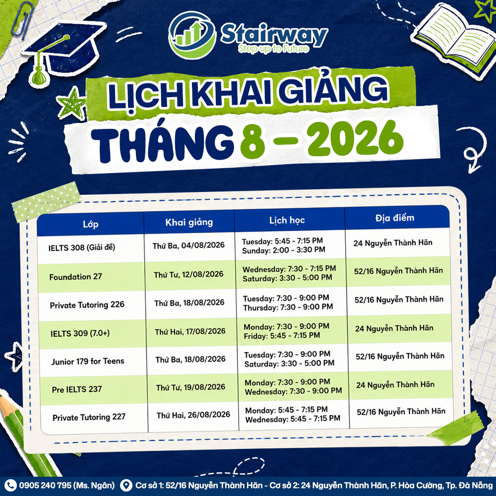 LỊCH KHAI GIẢNG THÁNG 08/2026